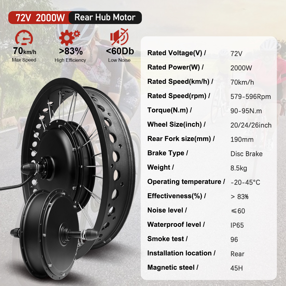 電動ファットバイクキット 72V 2000W 4.0タイヤ対 - Fat Tire Ebike Conversion Kit 2000W のレビューと価格